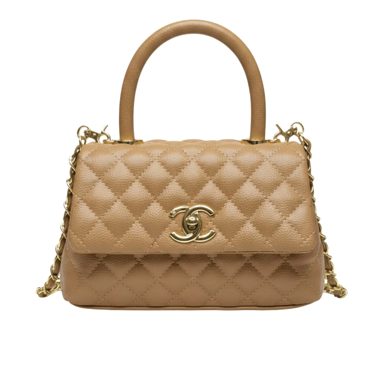 Chanel Bag | Mini Coco Handle Flap Bag Caramel Beige Caviar Leather