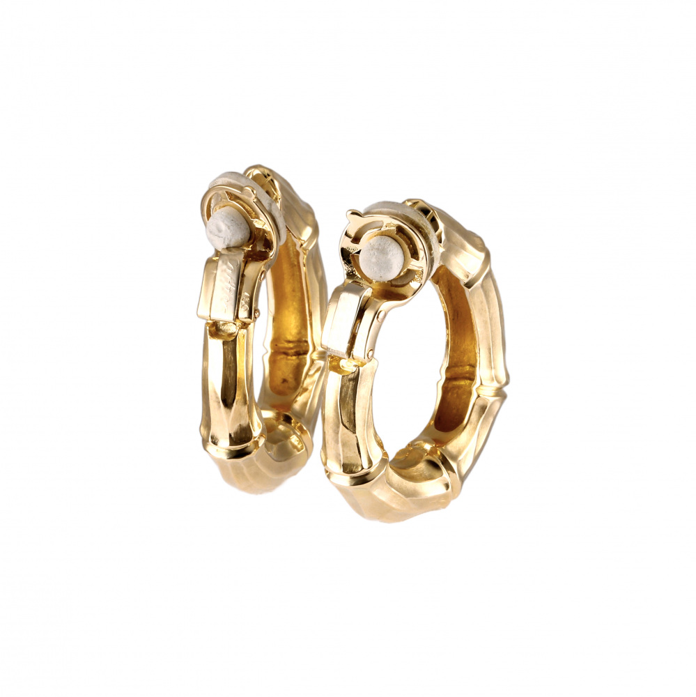 Cartier Bamboo Hoop Earrings 18K Yellow Gold