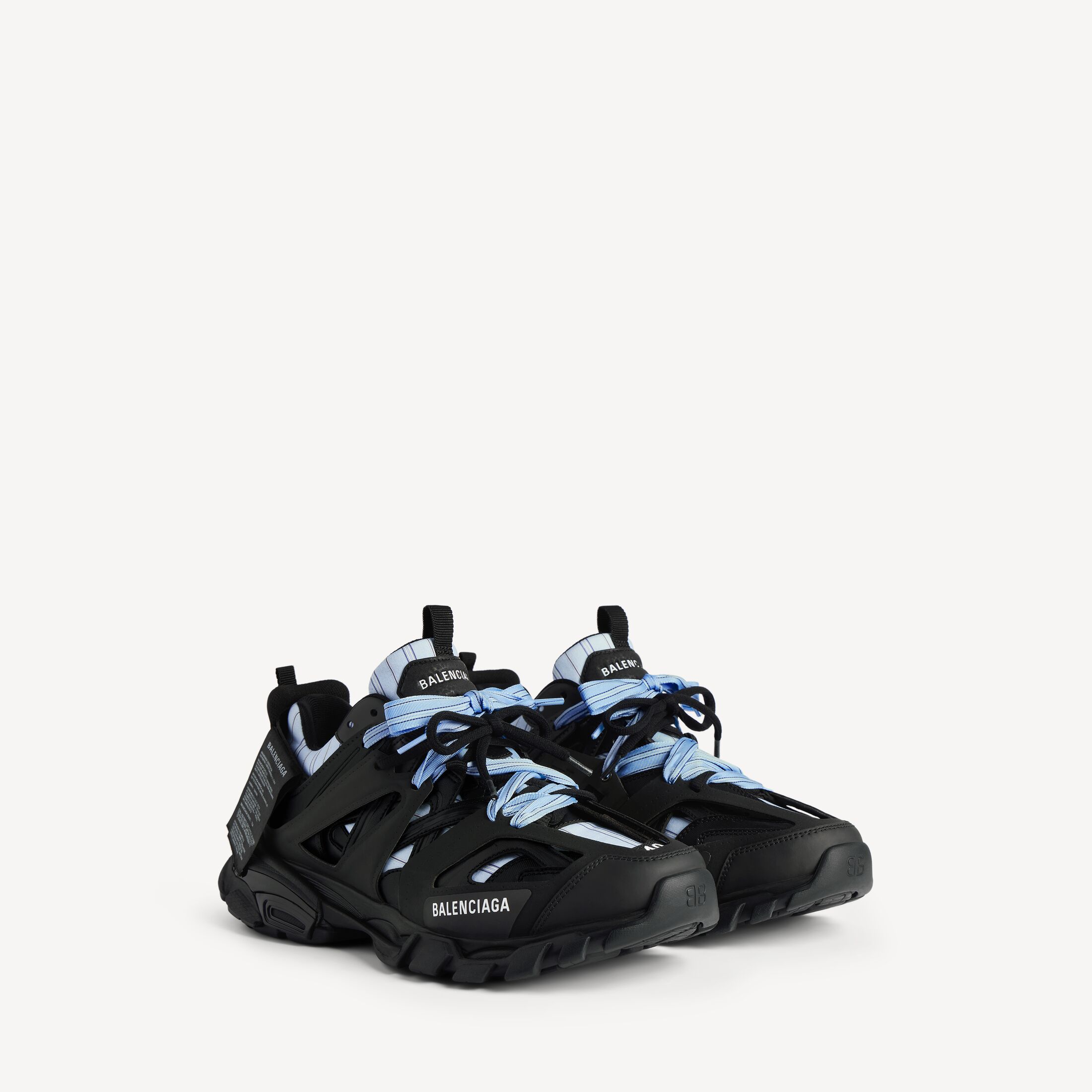 Men's Track Shirt Sneaker  Track Shirt Sneaker in black and blue polyurethane and cotton