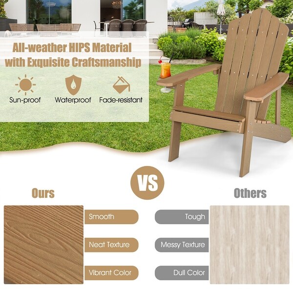 Costway Patio HIPS Adirondack Chair with Cup Holder Weather Resistant