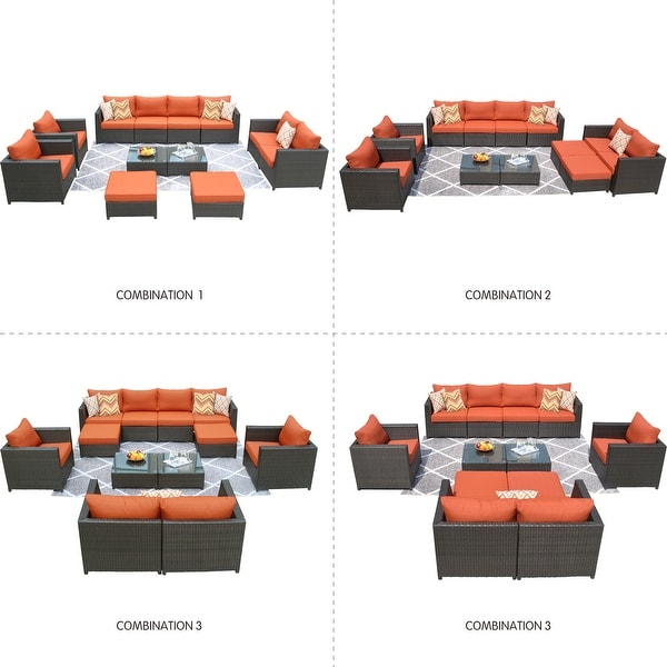 OVIOS Patio 12piece Wicker Deep Seat Furniture Set