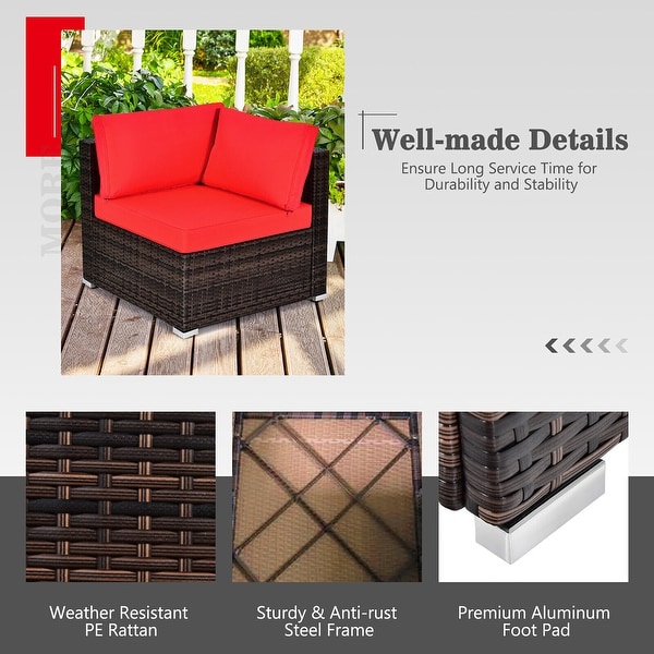 Gymax 7PCS Patio Rattan Furniture Set 42'' Fire Pit Table w/ Cover