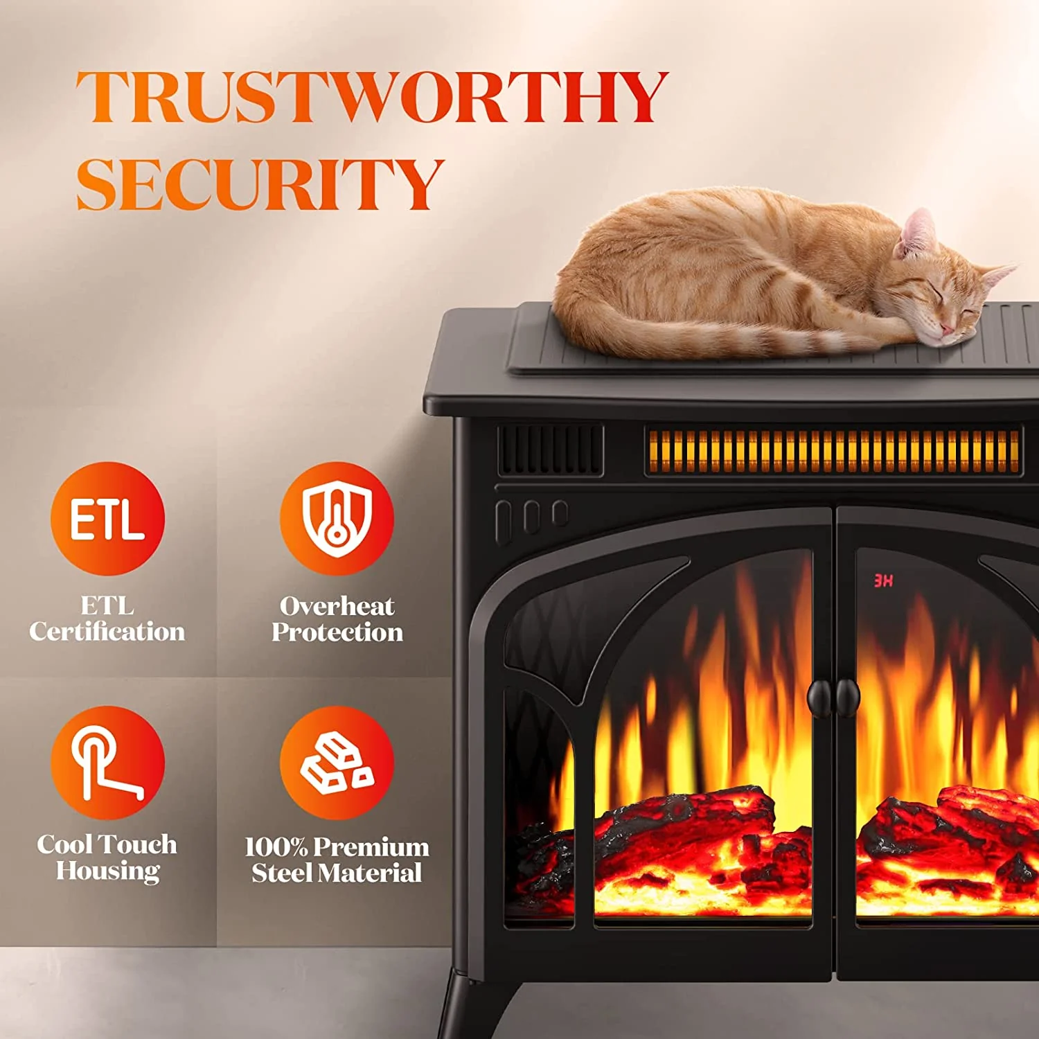 25 Inches 3D Infrared  Free Standing Electric Fireplace Stove S230B