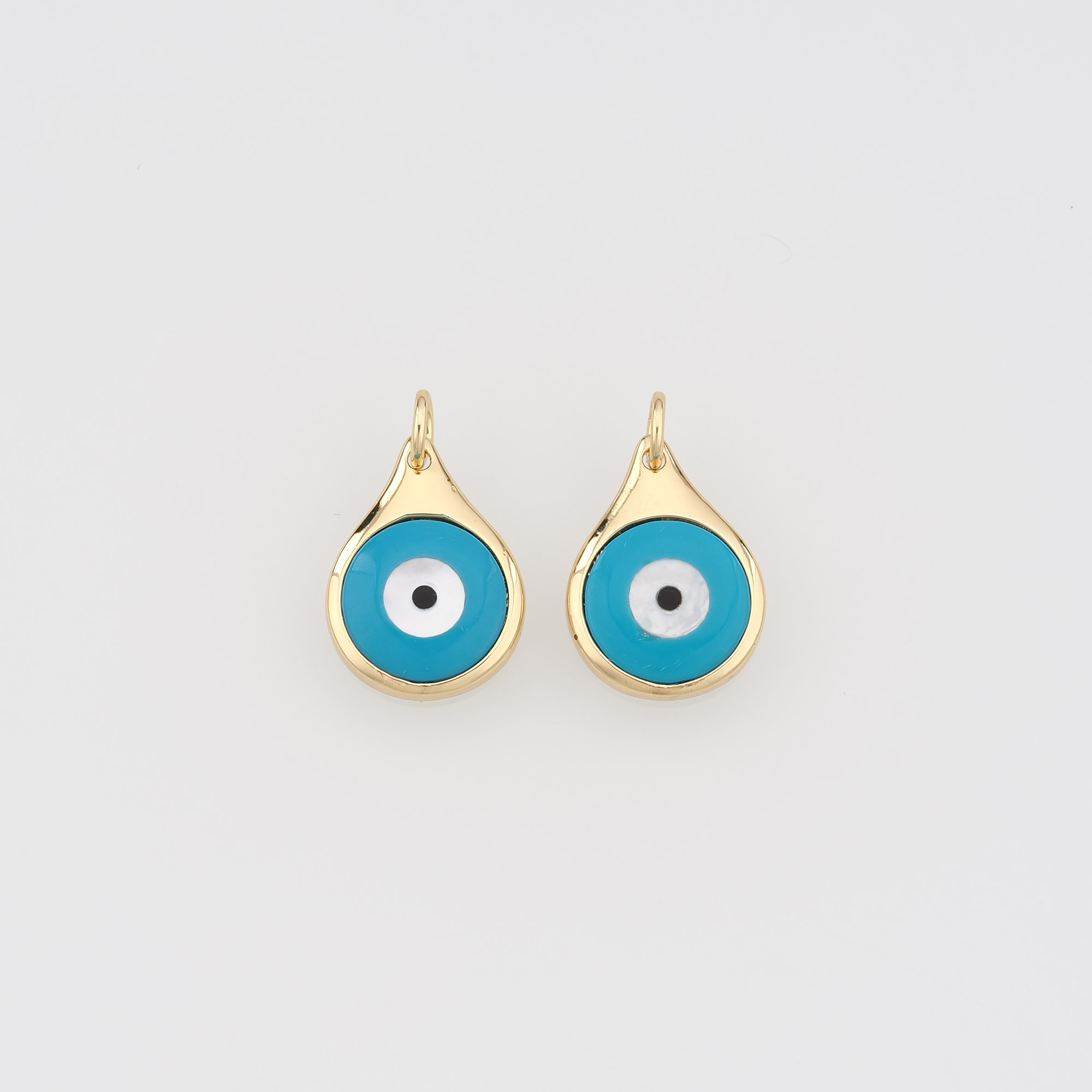 18K Gold Filled Teardrop Eye Pendant,Evil Eye Charm Earrings Necklace for DIY Jewelry Making Supply