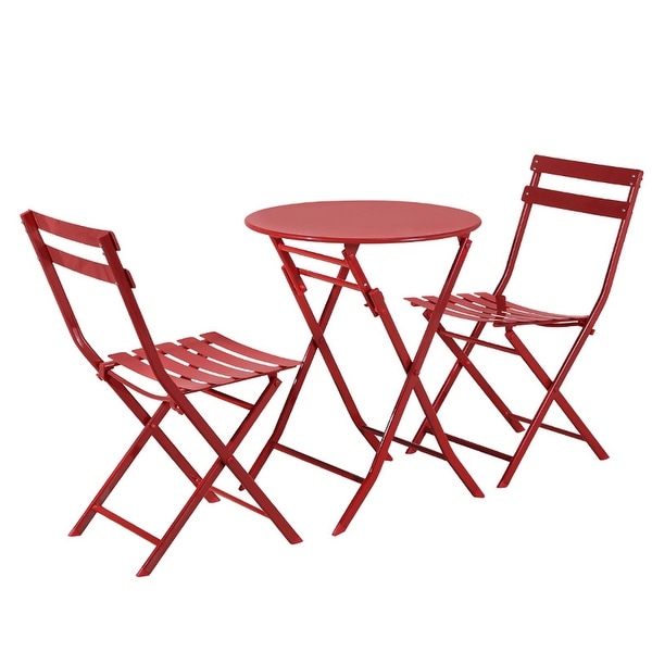 3Piece Patio Bistro Set of Foldable Round Table and Chairs,Yellow