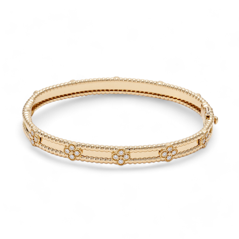 Van Cleef & Arpels Perlet Sweet Clover Bracelet 18K White Gold & 18K Yellow Gold Diamond VCARP6X600