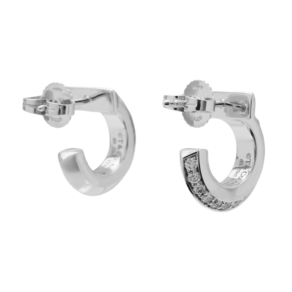 Tiffany & Co. Tiffany T One Hoop Earrings Extra Mall 18K White Gold 69783031