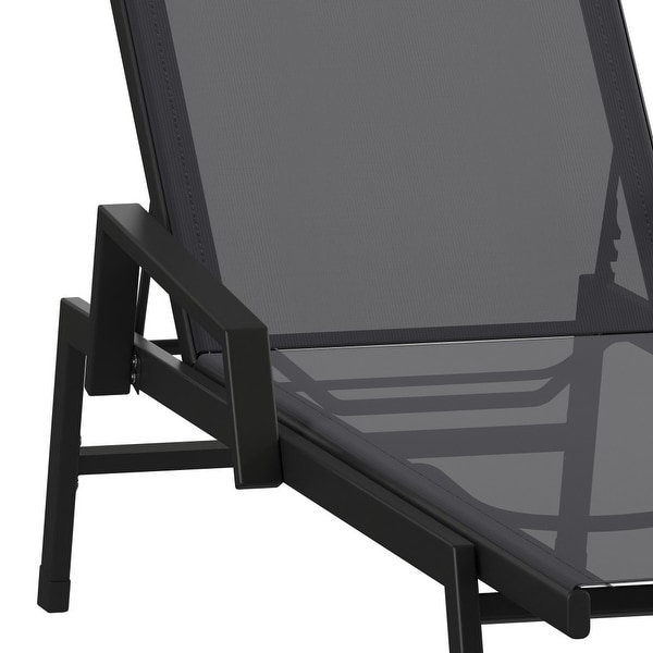 AllWeather Textilene Adjustable Chaise Lounge Chair with Arms