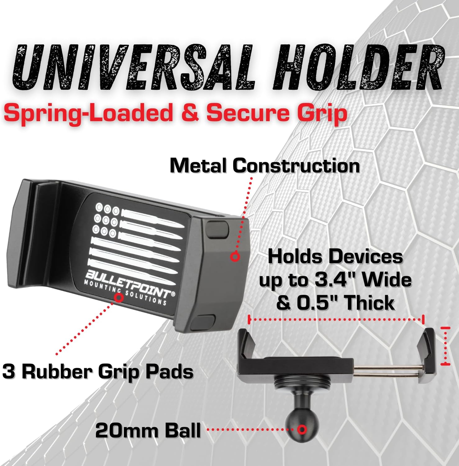 Dash Mount Cell Phone Holder RAM Truck Compatible (2019+ 1500, 2500, 3500 and TRX) with 20mm Ball Mount - Compatible with iPhone and Android Smartphones (Dual Ball with 2 Phone Holders)