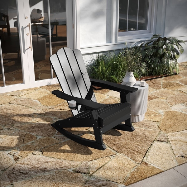 AllWeather Rocking Adirondack Chair with Swiveling Cupholder