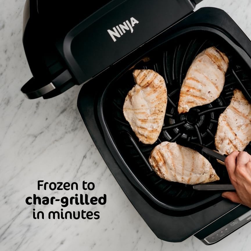 XL 6-in-1 Indoor Grill Air Fryer Combo, Smart Thermometer, Smokeless Grilling, Dishwasher Safe
