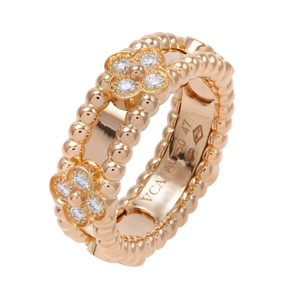 Van Cleef & Arpels Perlée Clovers Sweet Clover Ring 18K Rose Gold Diamond VCARP6ML00