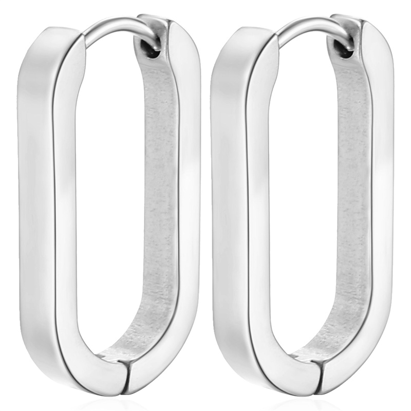 New Gold Color Square Hoop Earrings for Women Men Stainless Steel Minimalist Punk Unisex Rock Earring Piercing Jewelry Gifts