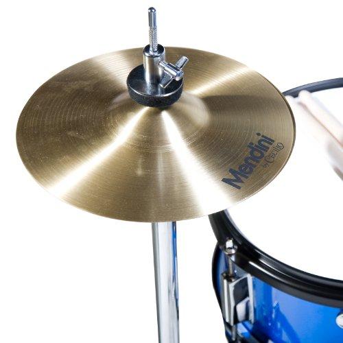 Mendini By Cecilio Drum Set For Kids/Junior – 16-Inch, 5-Piece, Blue Metallic – Starter Drums Kit w/Adjustable Throne, Cymbal, Pedal & Drumsticks – MJDS-5-BL