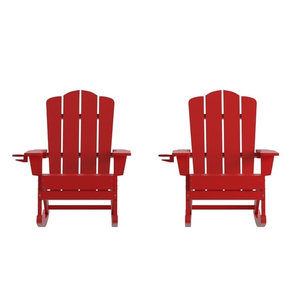 Commercial AllWeather Rocking Adirondack Chair with Swiveling Cupholder