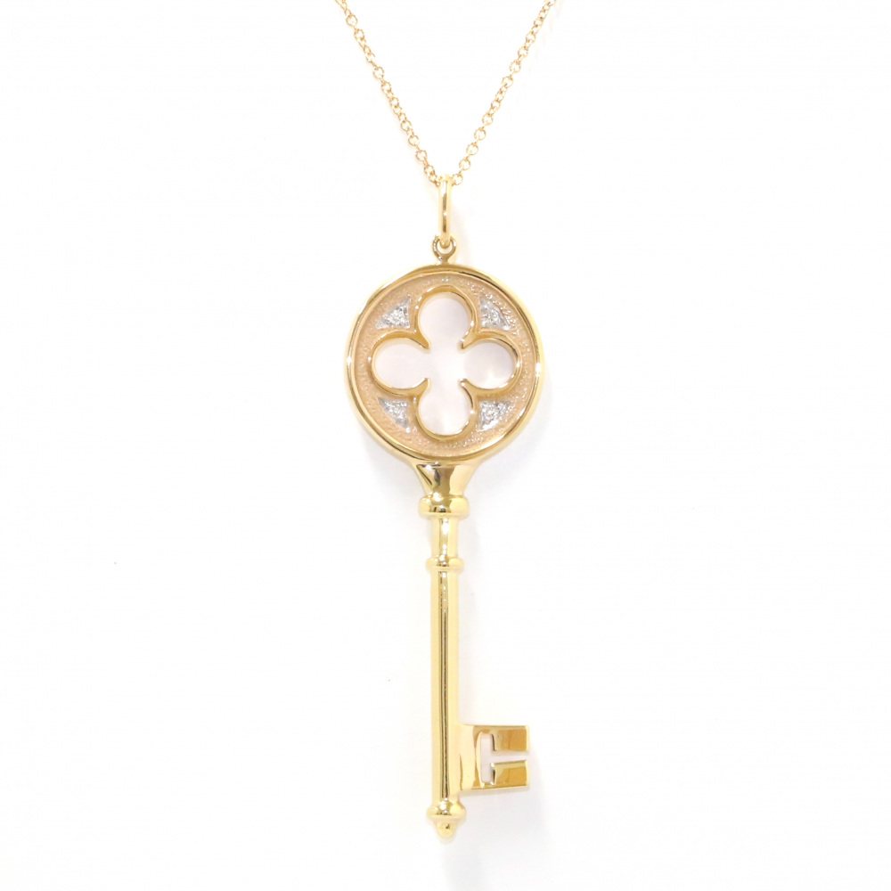 Tiffany & Co. Key Clover Key Necklace 18K Yellow Gold Diamond