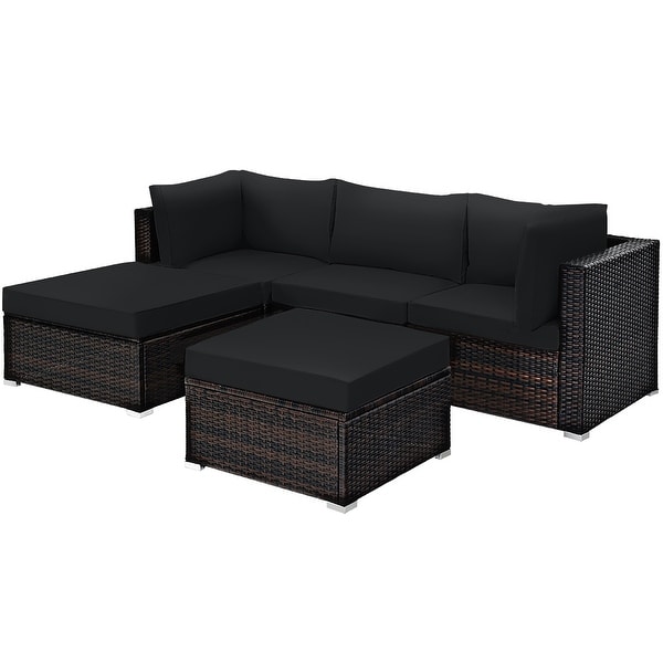 Costway 5PCS Patio Rattan Furniture Set Sectional Conversation Set