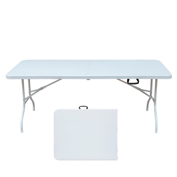 6FT Portable folding table with hand grip,suitable for picnic camping garden dinner party,stable and reliable,versatile