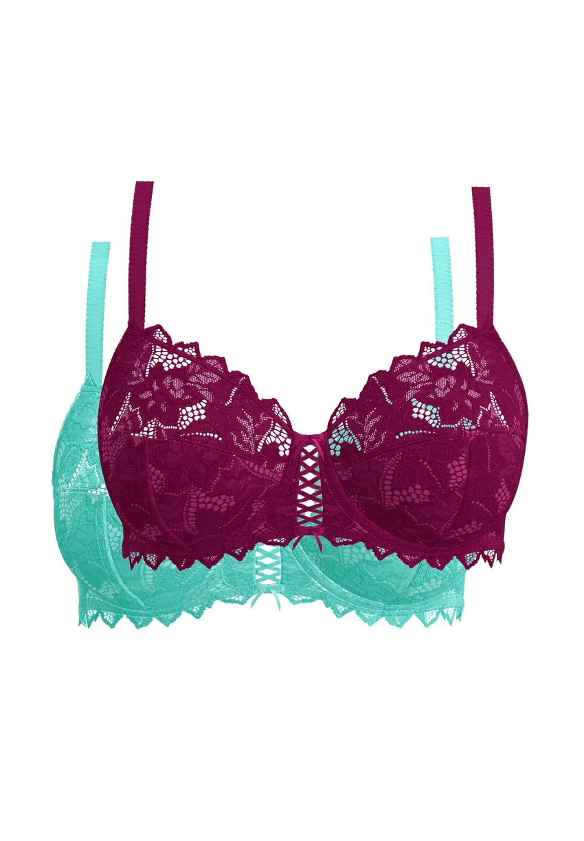 Lot de 2 soutiens-gorge Duo Arum Magenta Pourpre et Vert Aquifère