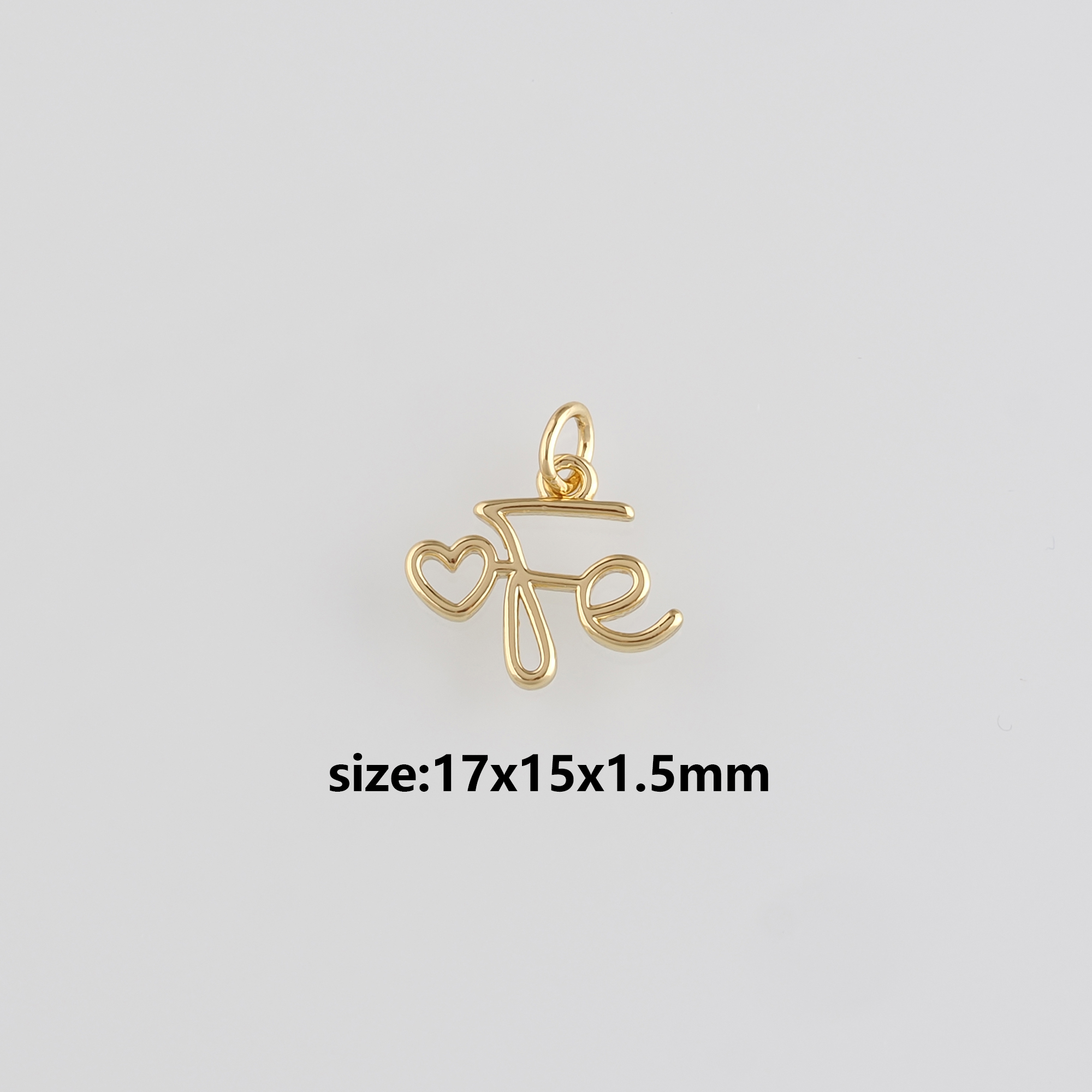 18K Gold Filled Fe Pendant,Fe Charm Earrings Necklace for DIY Jewelry Making Supply