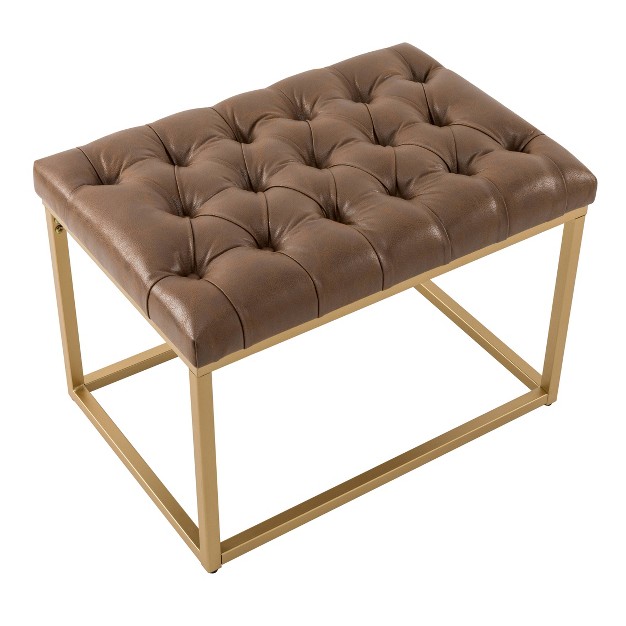 Button Tufted Metal Ottoman Wovenbyrd