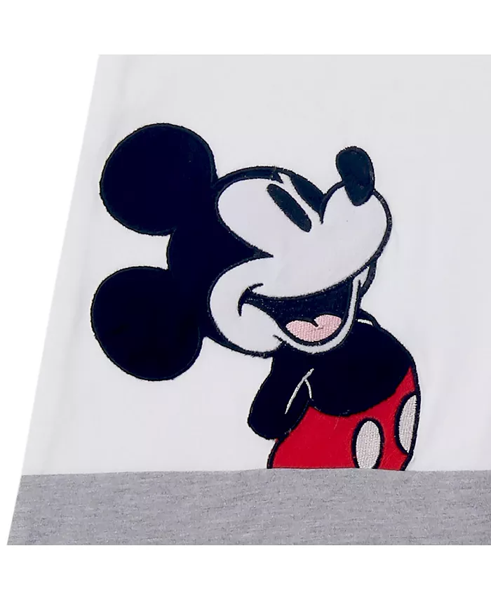 Lambs and Ivy Disney Baby Mickey Mouse White Gray Appliqued Cotton Wearable Blanket