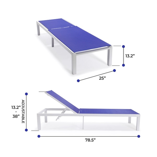 Aluminum Beach Pool Sun Lounge Chair Sling Mesh Fabric Reclining Stackable Lounger Chair