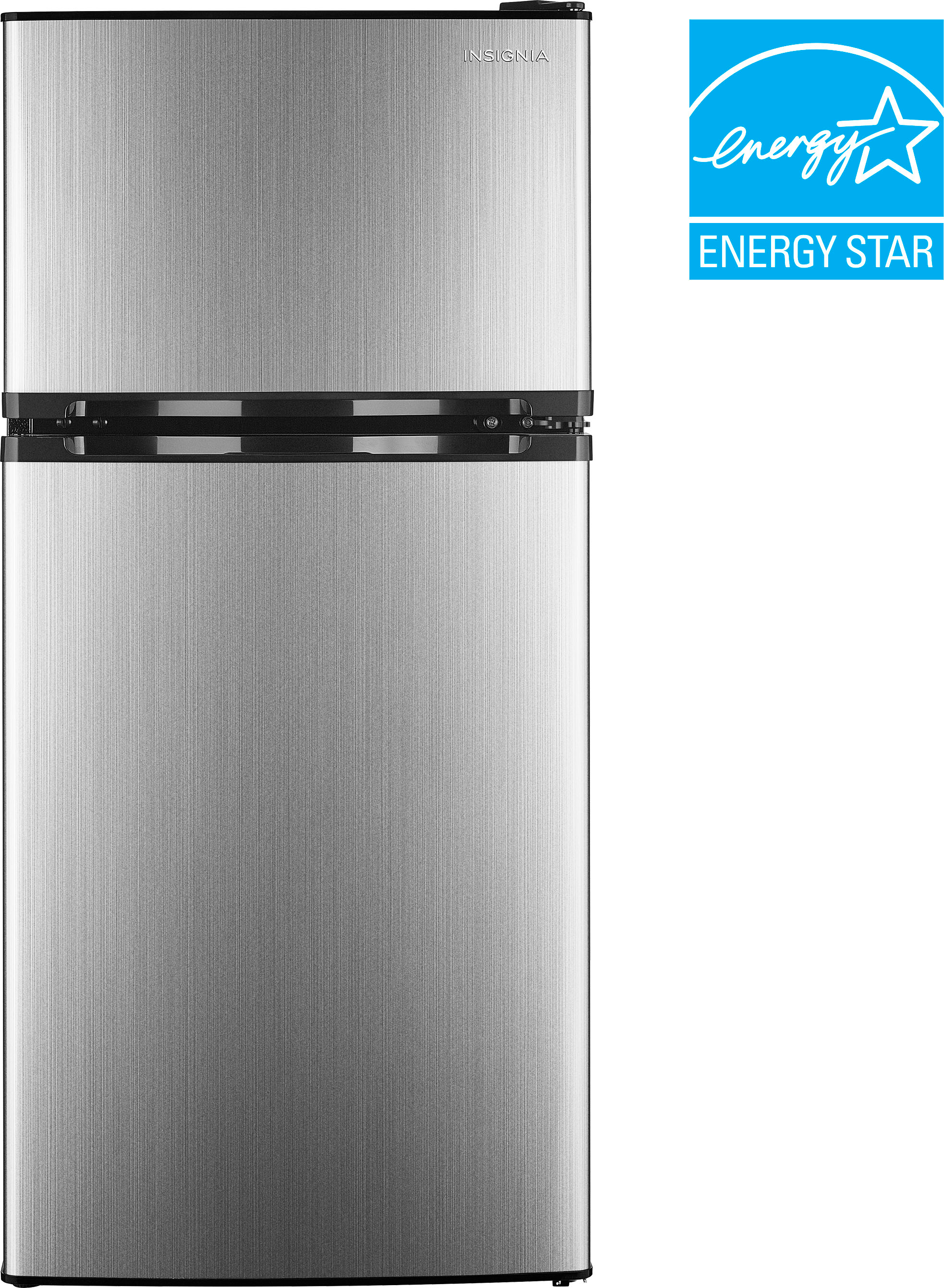 Insignia™ - 4.3 Cu. Ft. Mini Fridge with Top Freezer and ENERGY STAR Certification - Stainless Steel