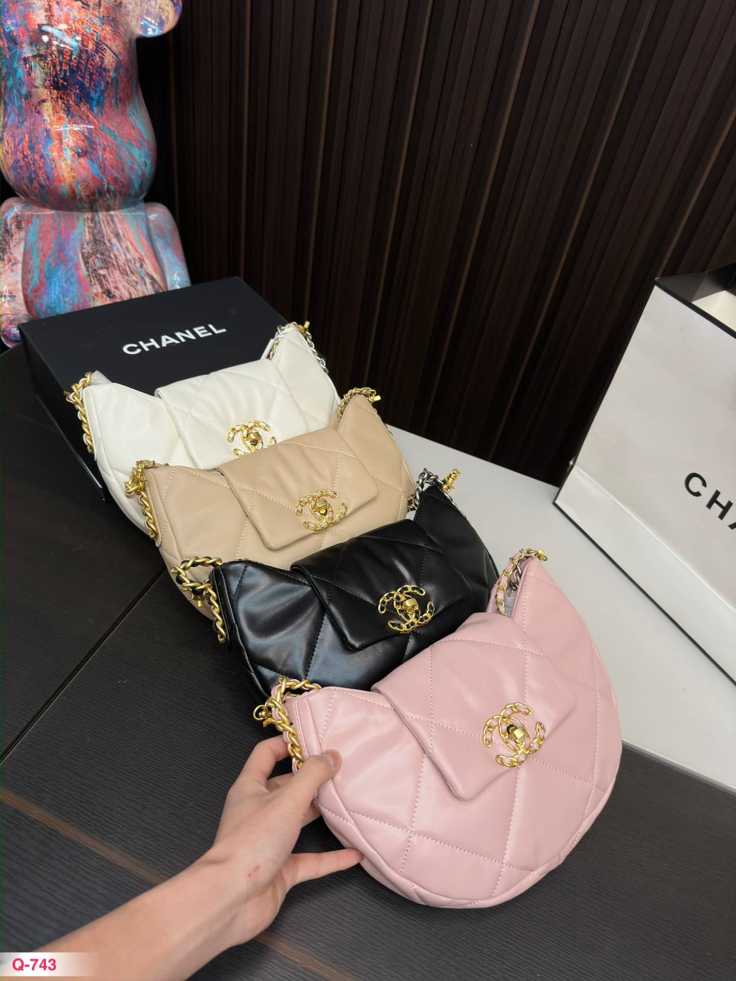 Chanel 19 Hobo Bag Mixed Metal Hardware White 28Cm/11in