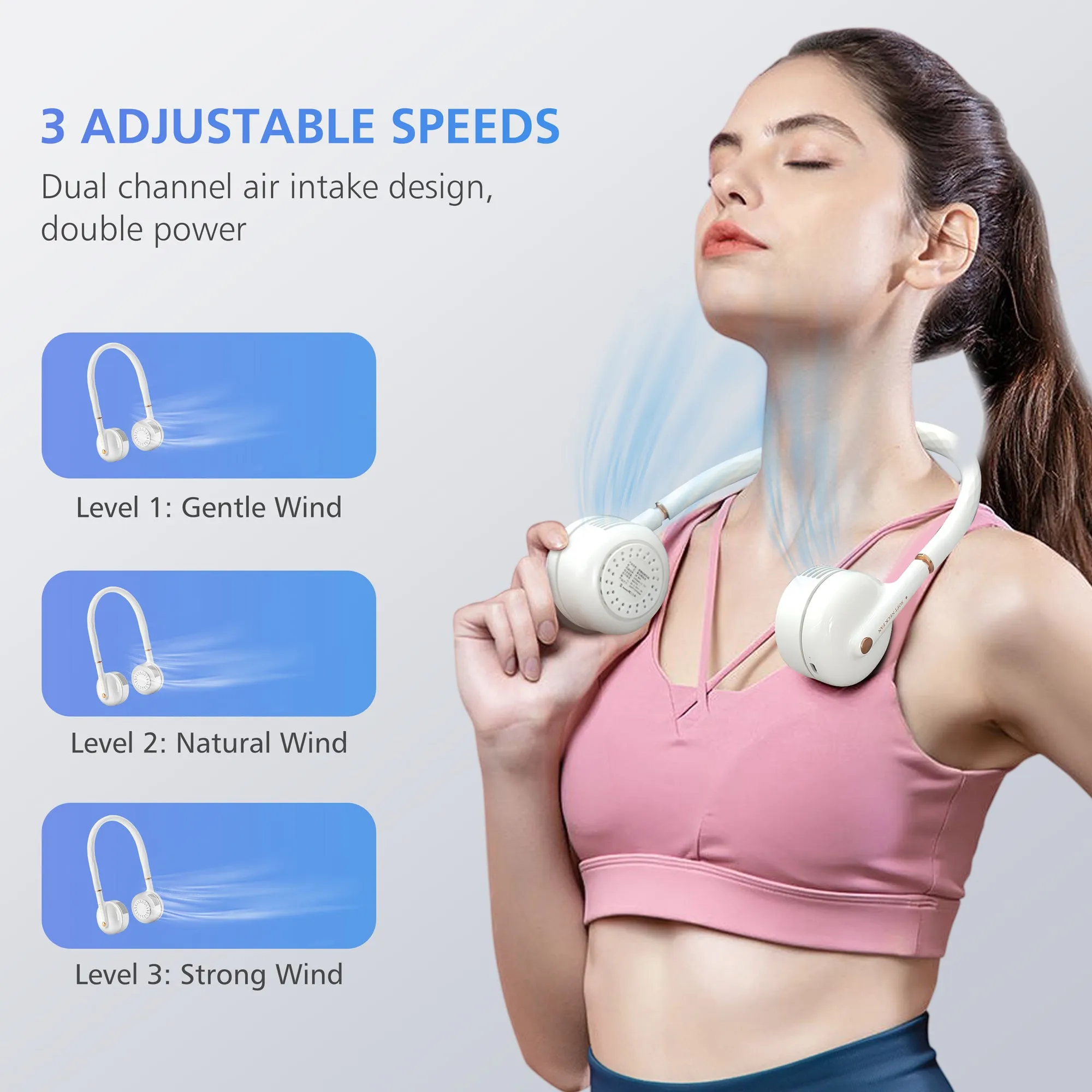 Bladeless Wearable Hands Neck Fan with 3 Speeds - F121