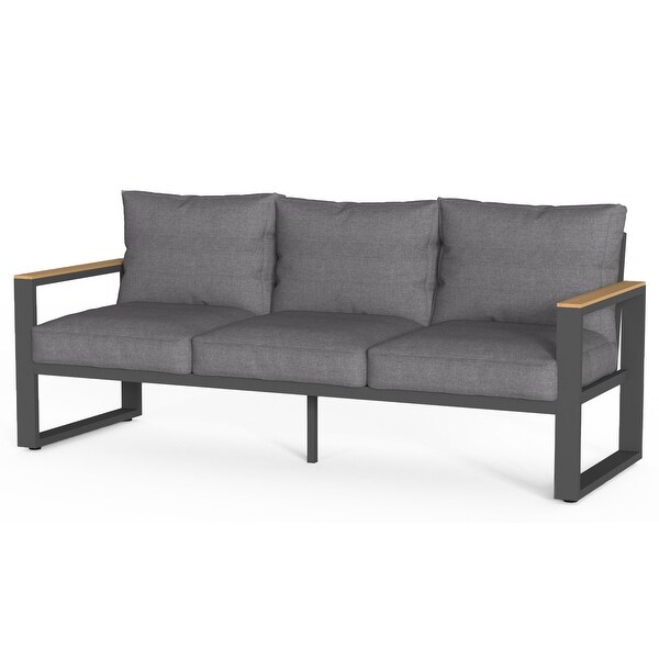 75'' Metal Outdoor Patio Sofa with Cushions