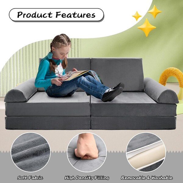 DoCred Kids Couch Play Set Modular Convertible Sofa Creative Kids Sofa