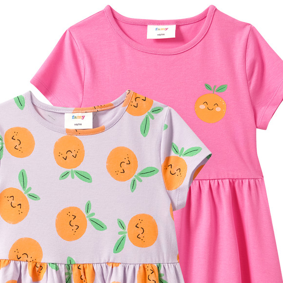 Famy 2 Mädchen Kleider mit bunten Motiven