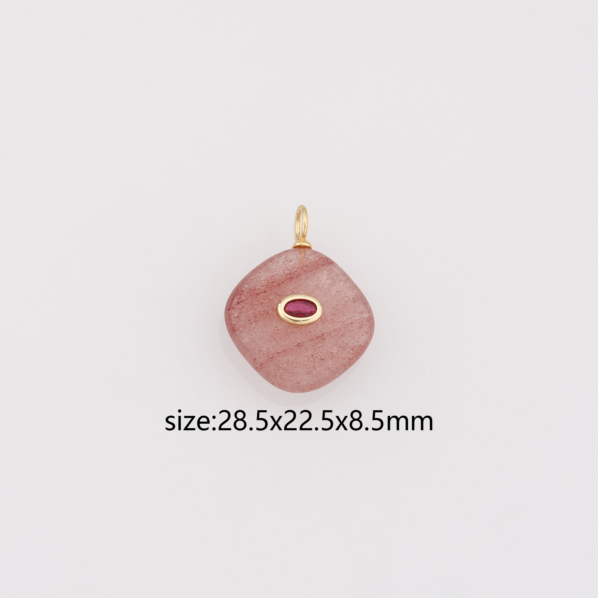 18K Gold Filled Rhombus Pendant,Natural Stone Rhombus Charm Earrings Necklace for DIY Jewelry Making Supply