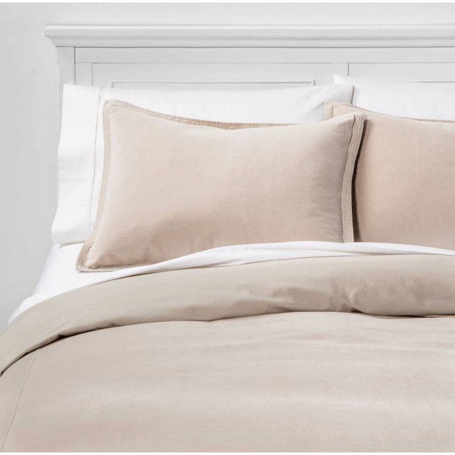 King Solid Velvet Duvet u0026 Sham Set Birch - Threshold