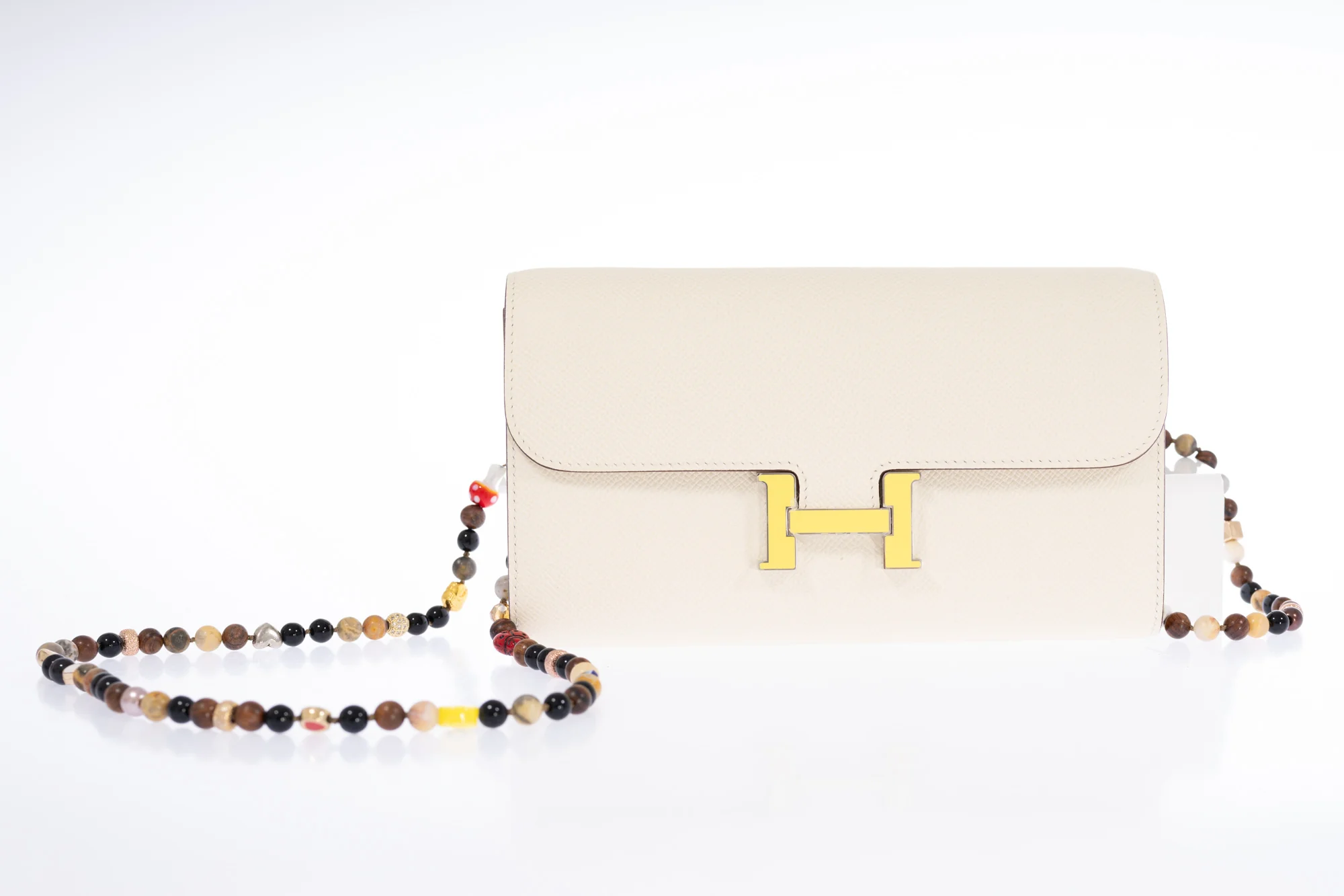 Hermès Constance Long To Go Wallet Nata with Jaune Citron Enamel Buckle
