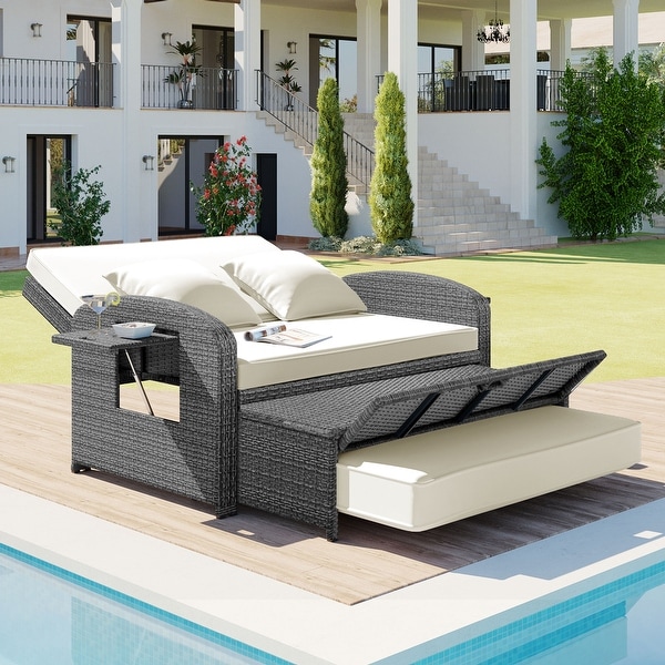 PE Wicker Rattan Reclining Sofa Chair
