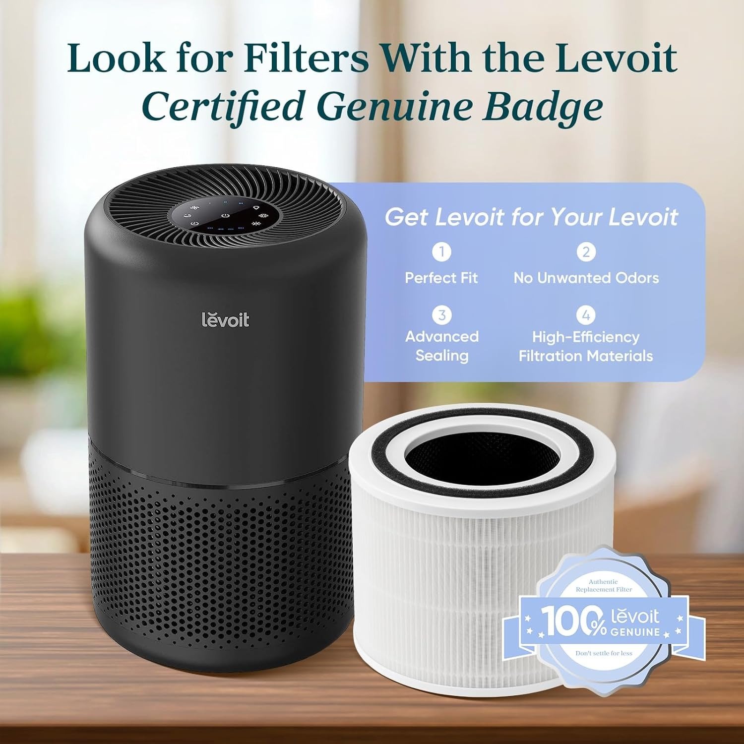 Air Purifier for Home Allergens Pet Hair in Bedroom, 3-in-1 Filter with Sleep Mode, Remove Dust Smoke Odor, Black