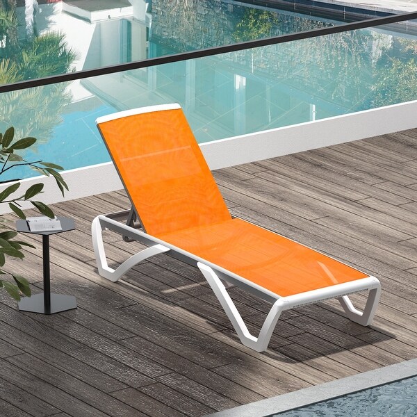 Domi Patio Chaise Lounge,AllWeather Adjustable Recliner with Wheels,Stackable