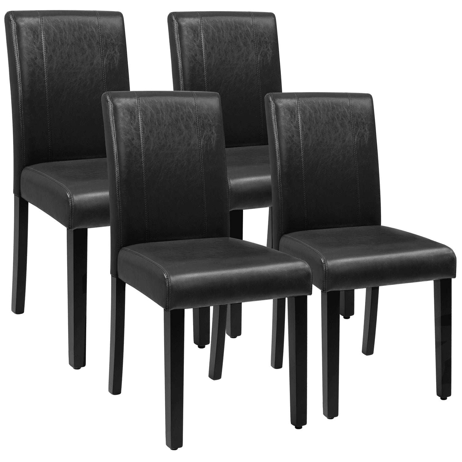 Lacoo Set of 4 Urban Style PU Leather Dining Chairs with Wood Legs