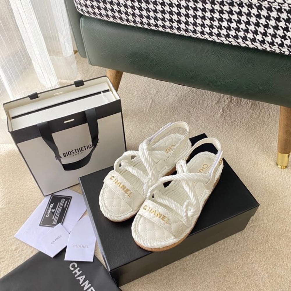 Chanel Rope Sandals Strap White