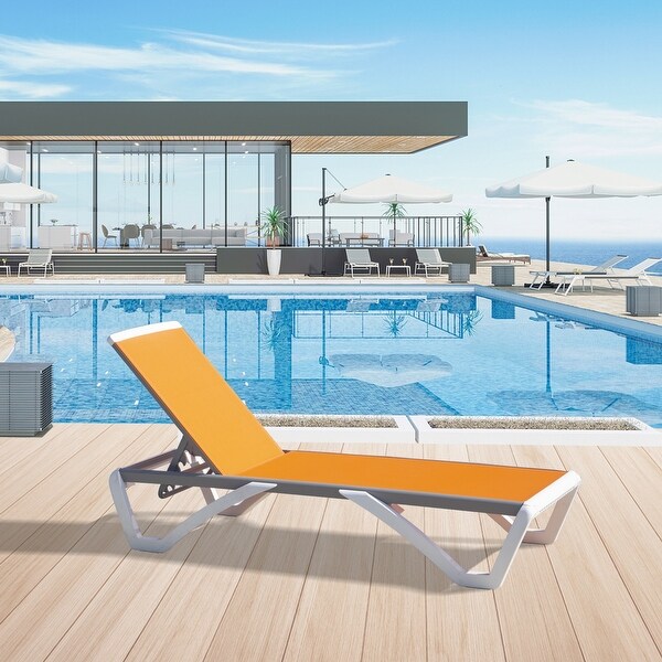 Domi Patio Chaise Lounge,AllWeather Adjustable Recliner with Wheels,Stackable