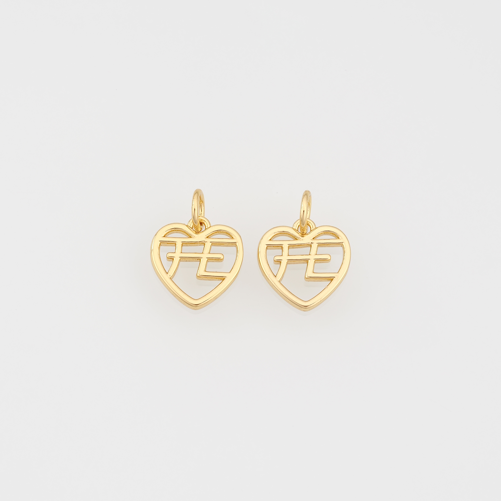 18K Gold Filled Fe Pendant,Dainty Heart Fe Charm Earrings Necklace for DIY Jewelry Making Supply