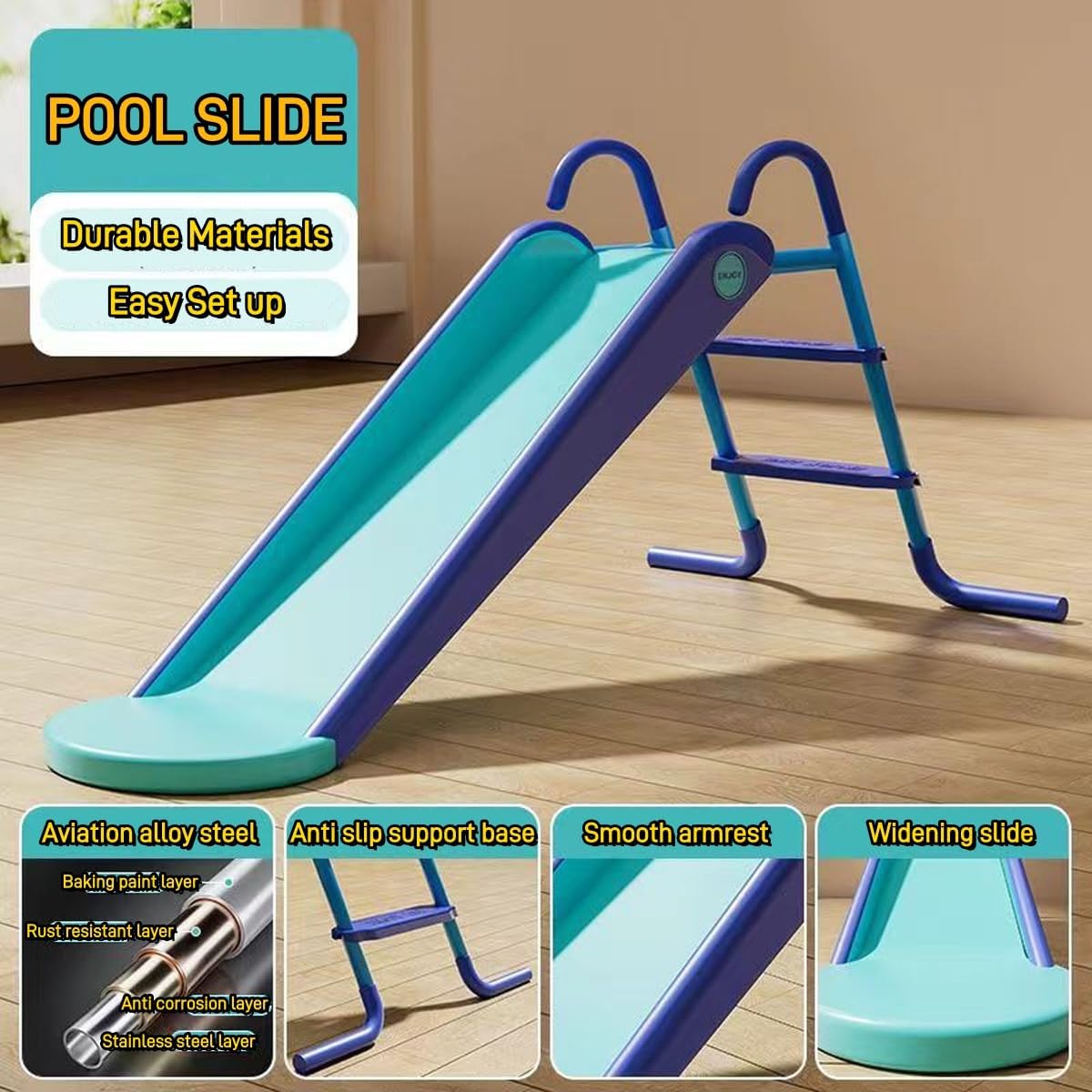 2026 Pool Slide Inflatable Swimming Water Slide, Summer Swimming Pool Supplies Universal Trampoline Ladder Backyard Slide Home Playground Equipment