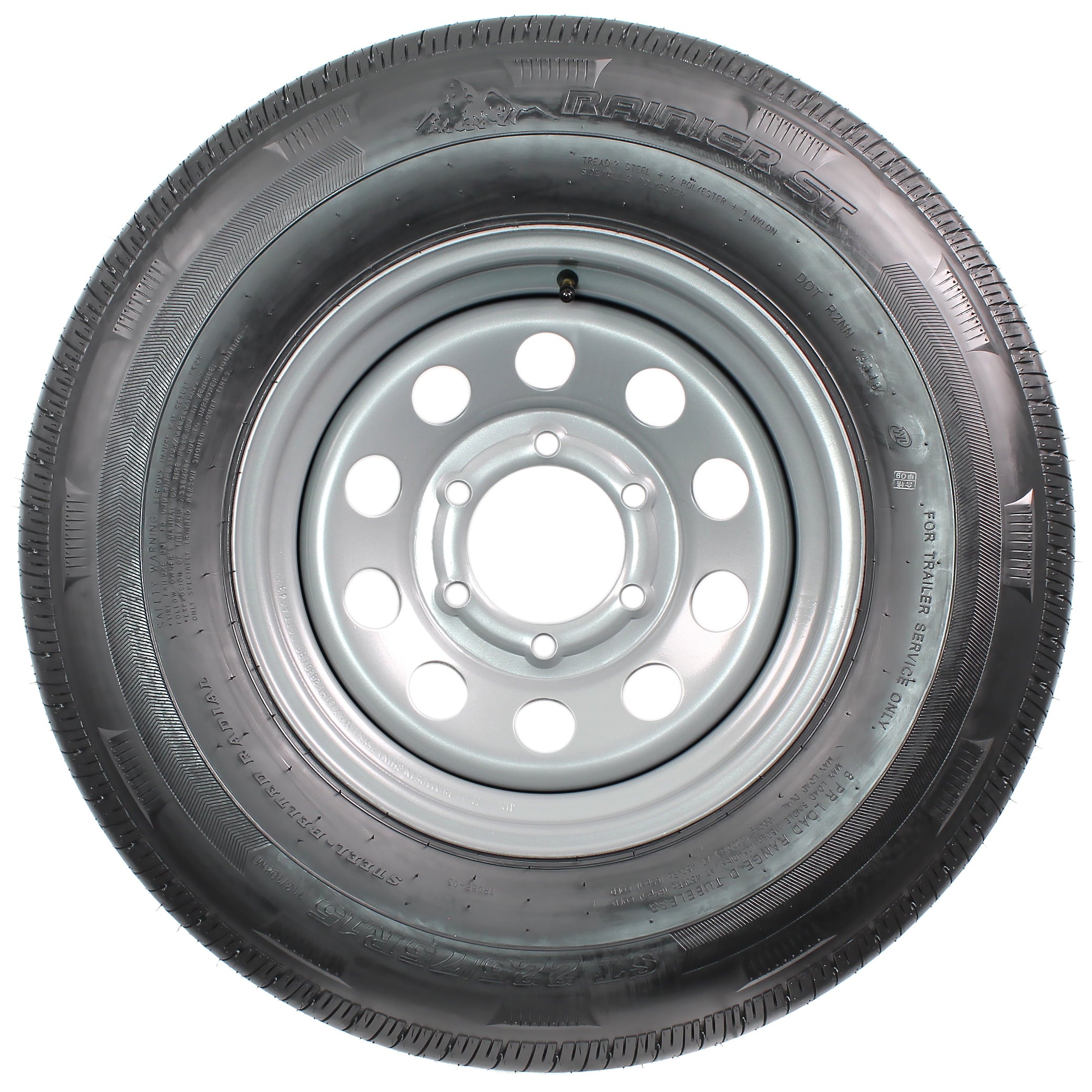 2-Pk Radial Trailer Tire On Rim ST225/75R15 15 LRD 6 Lug Silver Modular Wheel