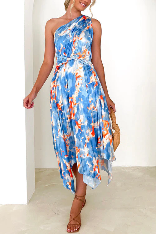 One Shoulder Asymmetrical Hem DressClistos