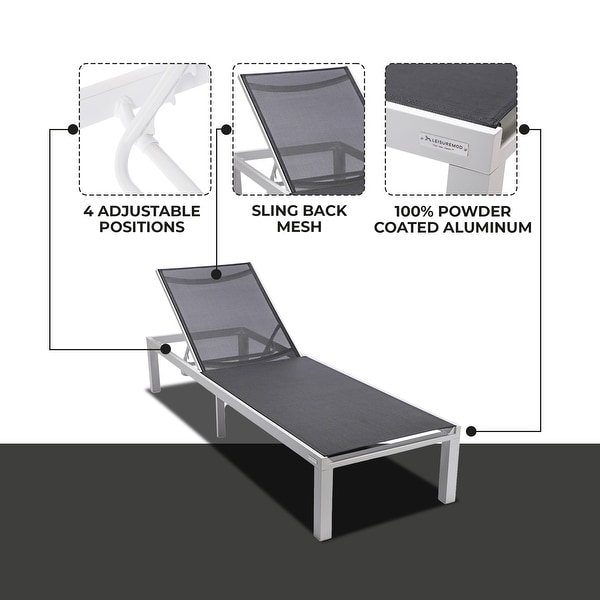Aluminum Beach Pool Sun Lounge Chair Sling Mesh Fabric Reclining Stackable Lounger Chair