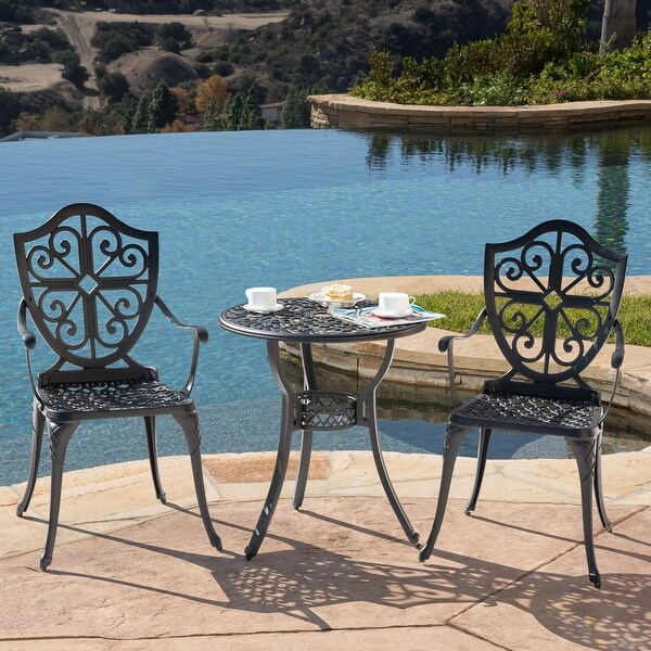 NUU GARDEN 3piece Black Cast Aluminum Patio Bistro Set