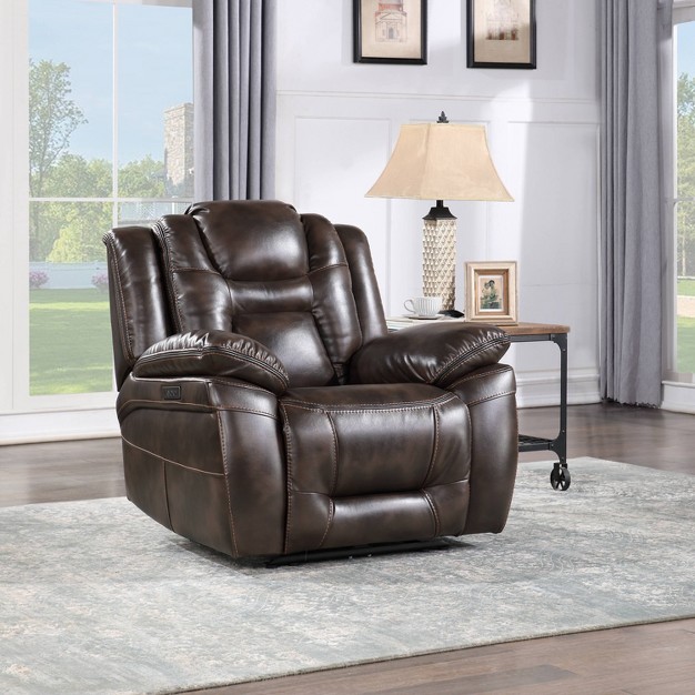 Oportuna Dual Power Recliner Brown Steve Silver Co