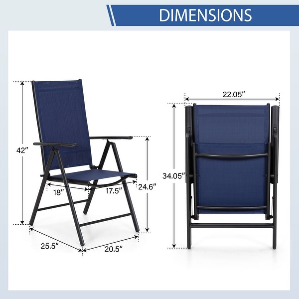 9Piece Patio Dining Set,Metal Table and Foldable Sling Dining Chairs with 7 Levels Adjustable